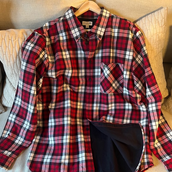 Lacoste Regular Fit Checkered Thick Flannel Overshirt MENS New with tags. - Picture 2 of 8